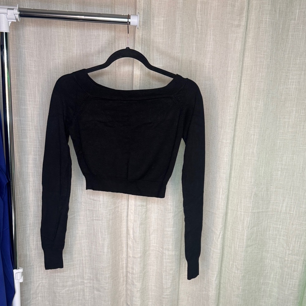 Express Black Long Sleeve Crop Top